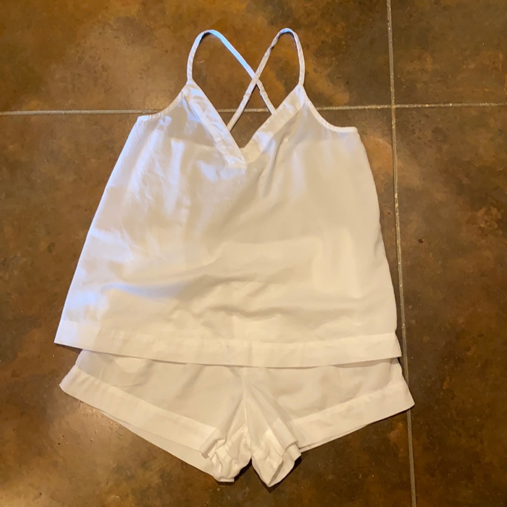 Athleta lounge wear , pajama set medium , white